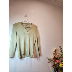 Cullen Silk Blend V-Neck Sweater Top Beige Women's Size S‎